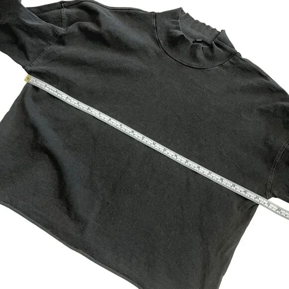 Joah Brown Mock Neck Cropped Long Sleeve Shirt Gray S / M Distressed Minimalist - Picture 6 of 8